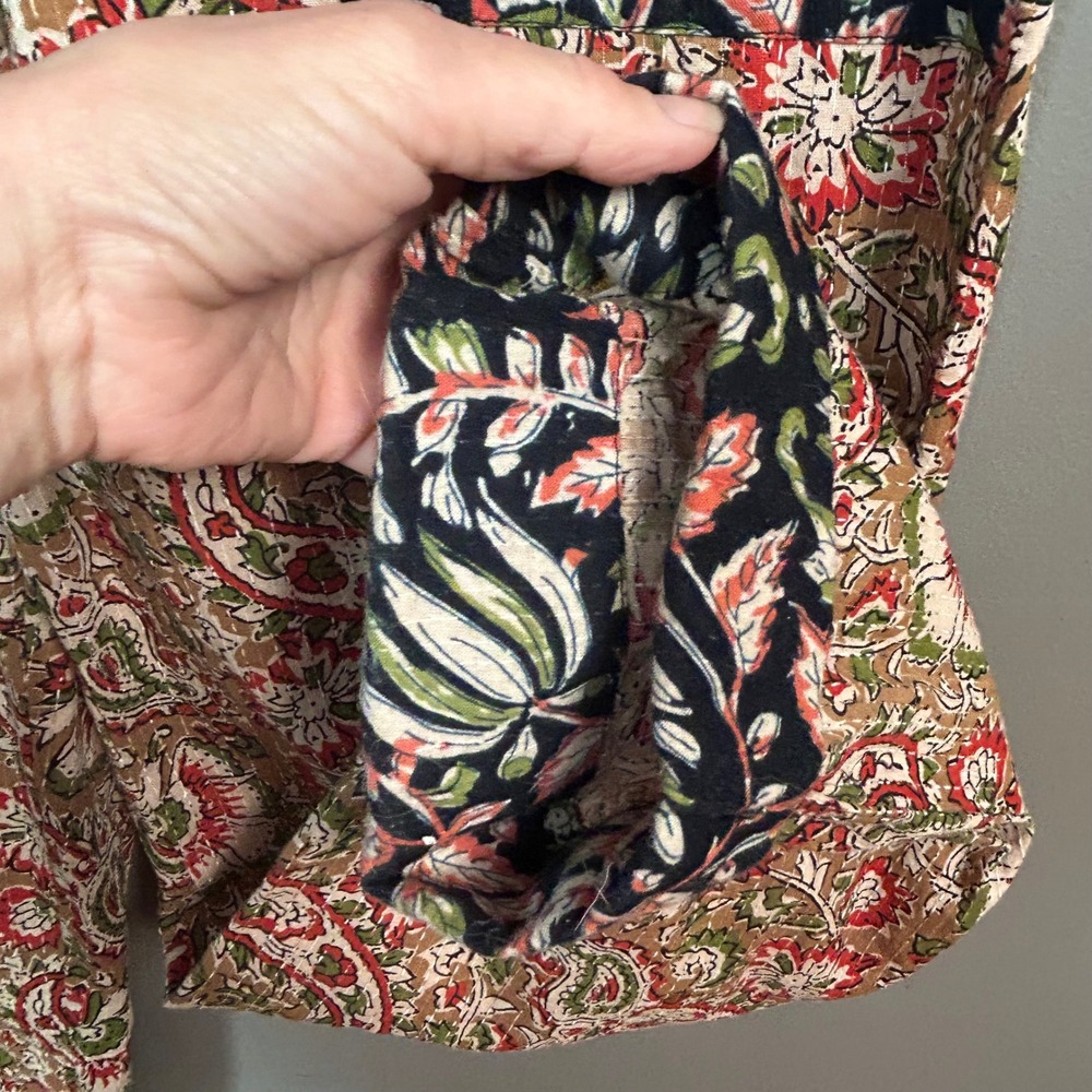 Zara Jumpsuit Medium Kantha India Cottage Floral Block Print Blogger Fav - Picture 13 of 16